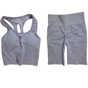 Purple Silver Leopard Print Matching Athletic Tank Top and Biker Shorts Set!
